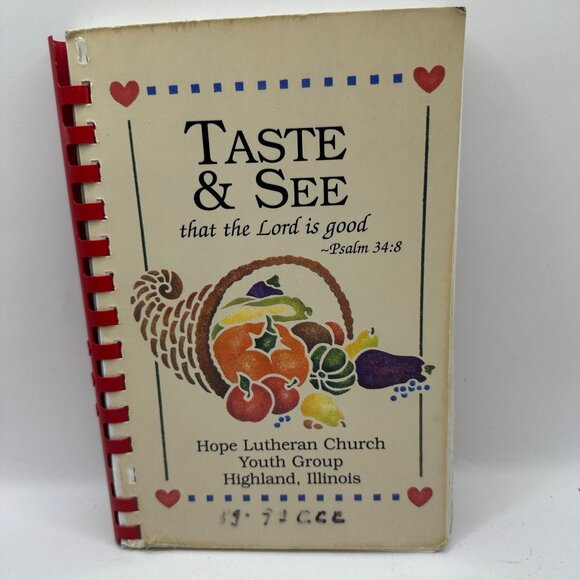 Vintage Taste & See Cook Book By Hope Lutheran Church Youth Group - Picture 1 of 4